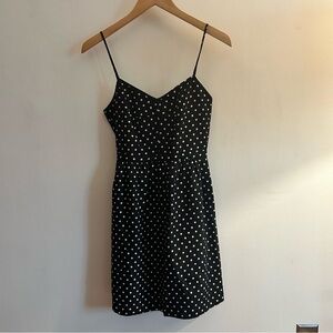JCREW Black White Polka Dot Spaghetti Strap Dress Size 0